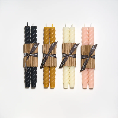 10" Beeswax Rope Tapers, pair