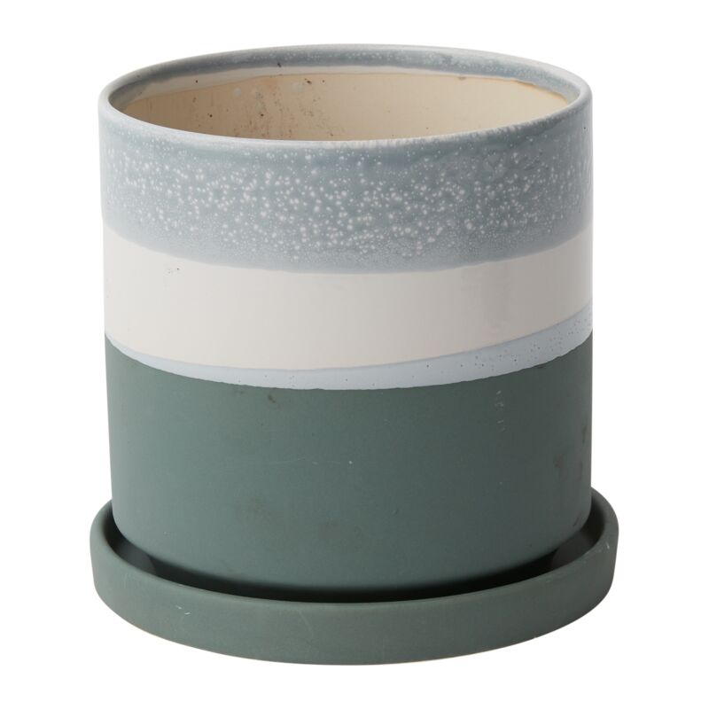 Greer Pot with Saucer 7"x 6.5"