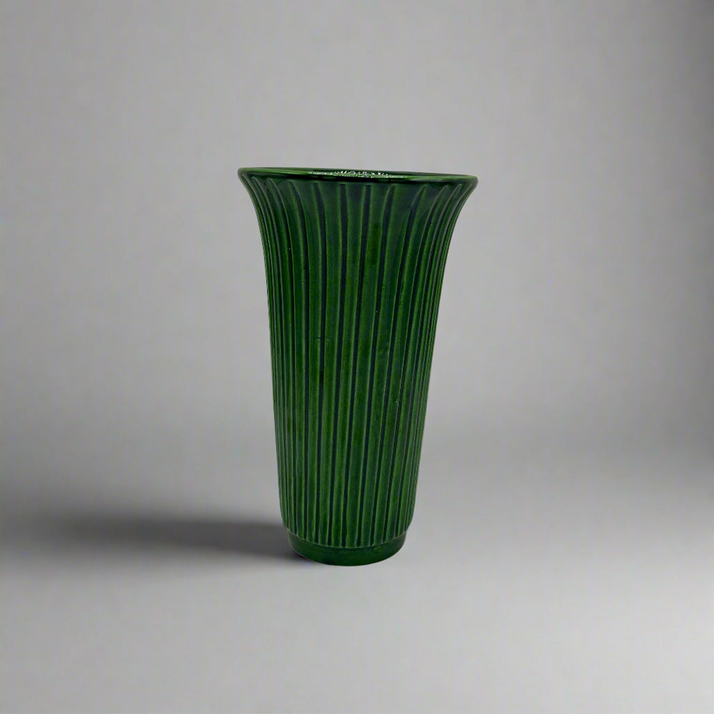 Glazed Green Daisy Vase