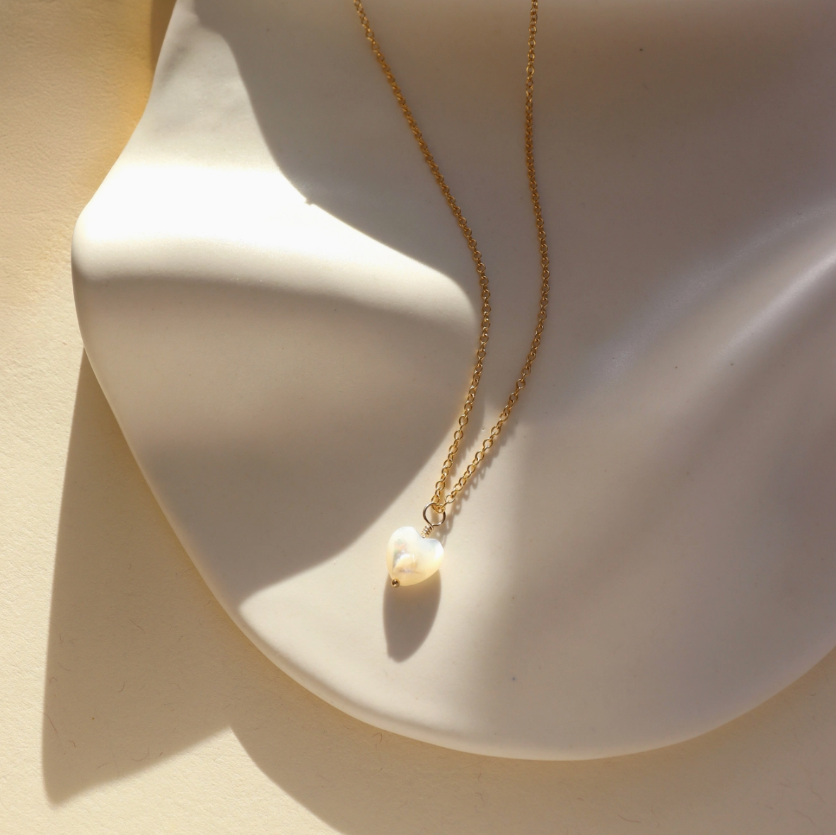 Mother of Pearl Heart Charm Necklace