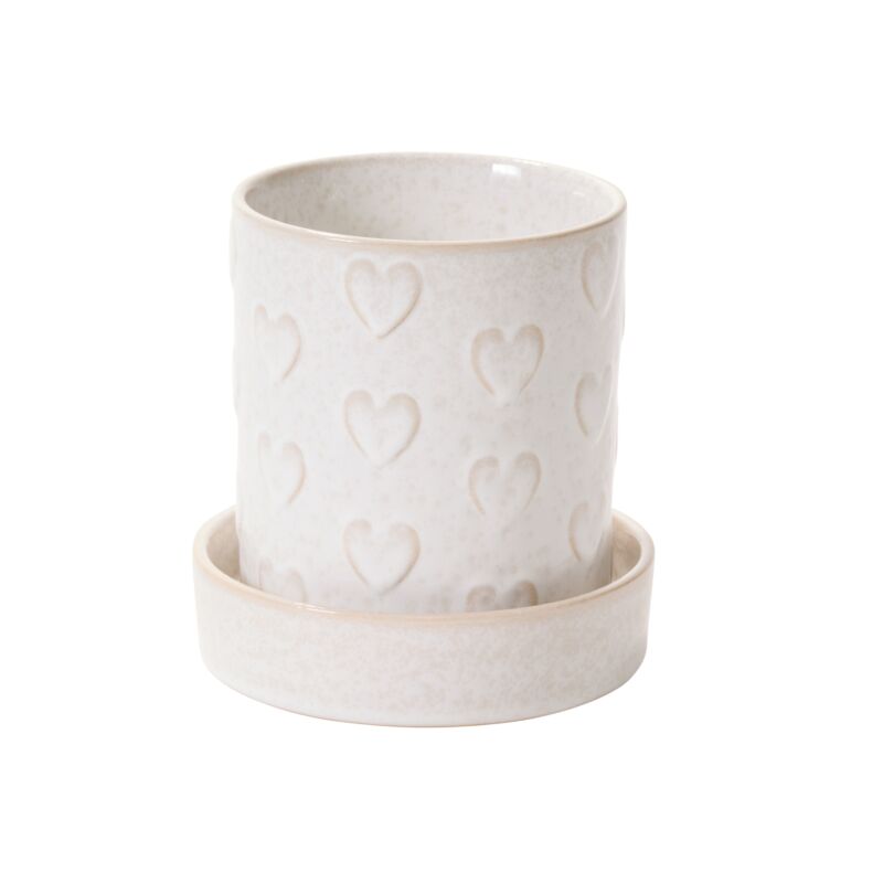 Heartfelt Pot with Saucer 6x6