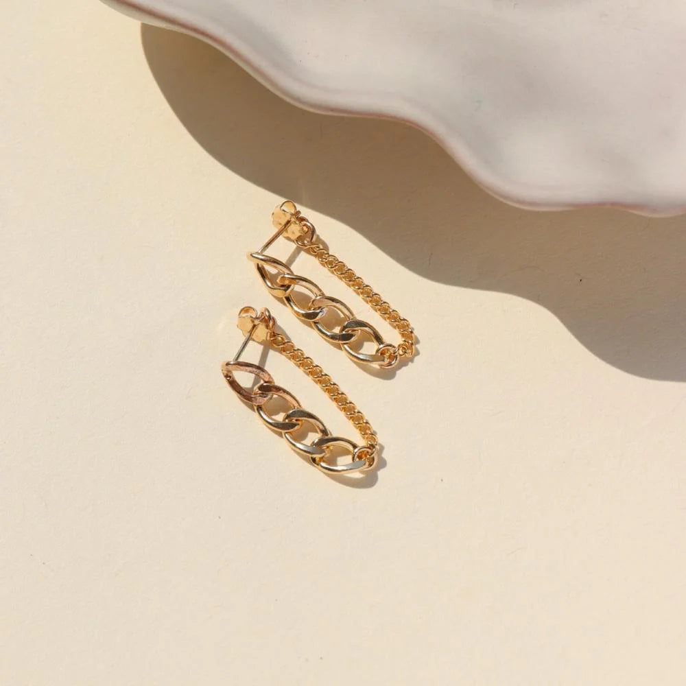 Alex Chain Stud Earrings - 14k gold fill
