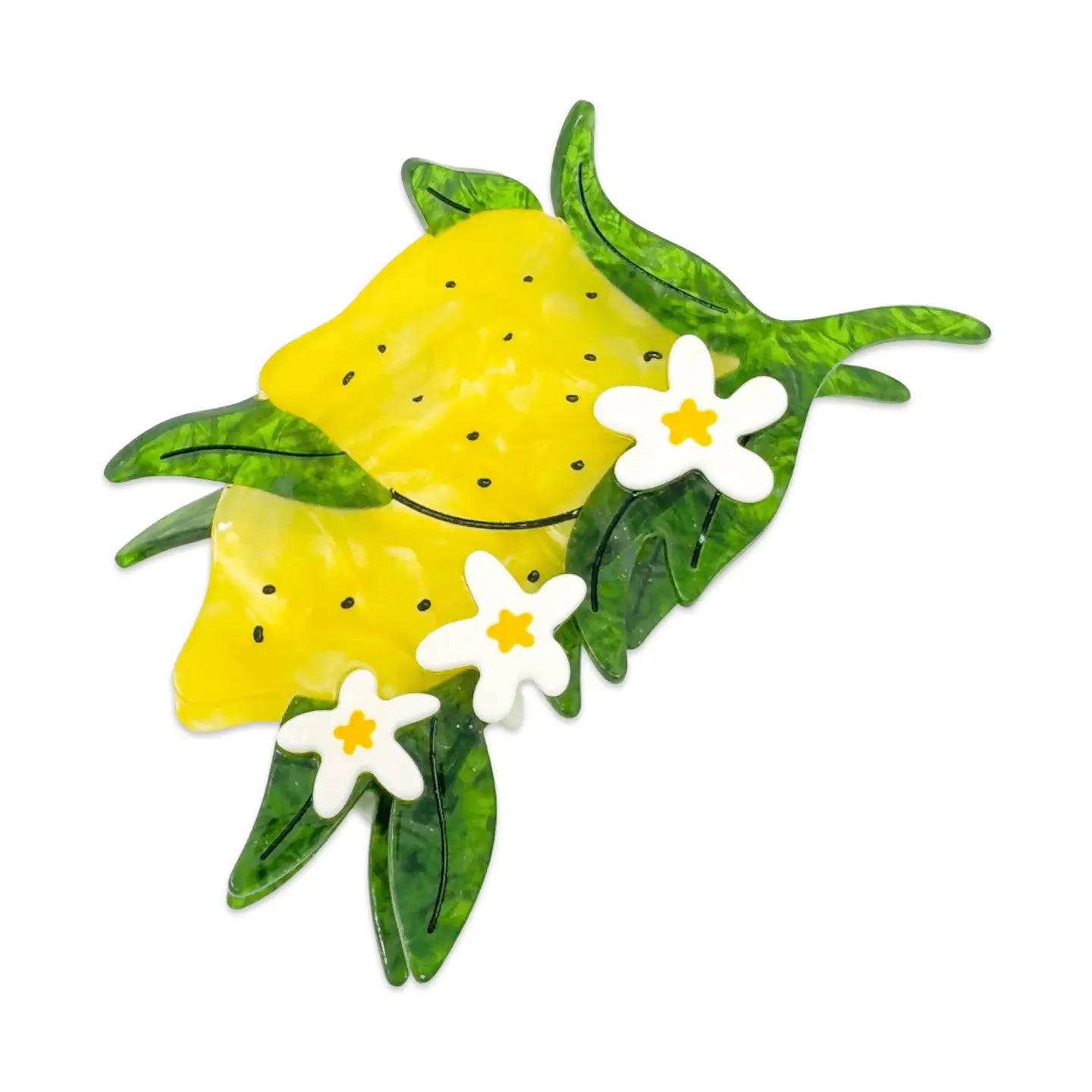 XL Lemon and Flowers Hair Claw Clip