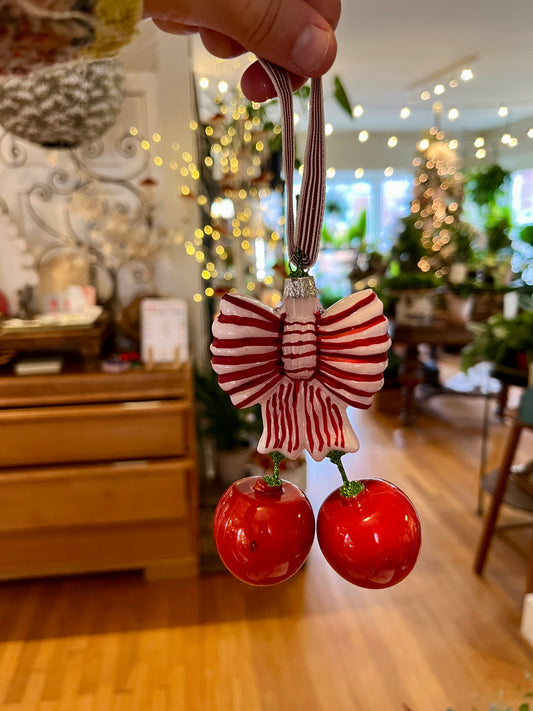 Bow and Cherries Ornament