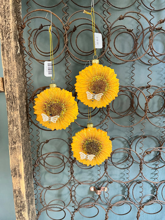 Sunflower with Bee Ornament