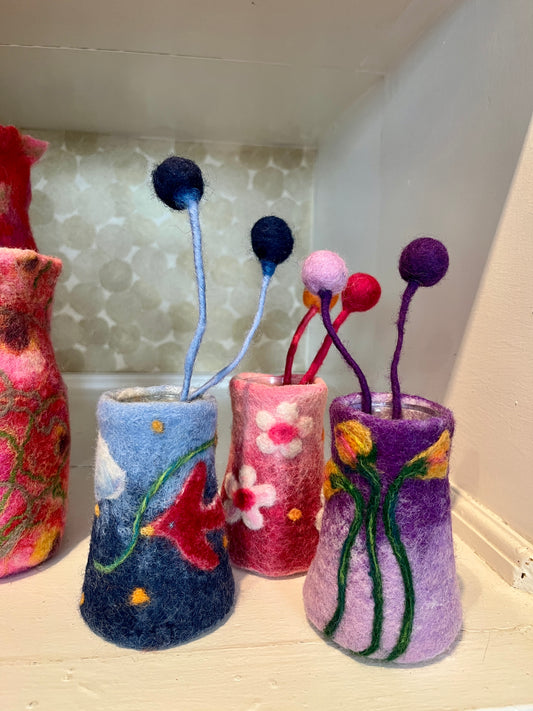 Vase with Felt Flowers