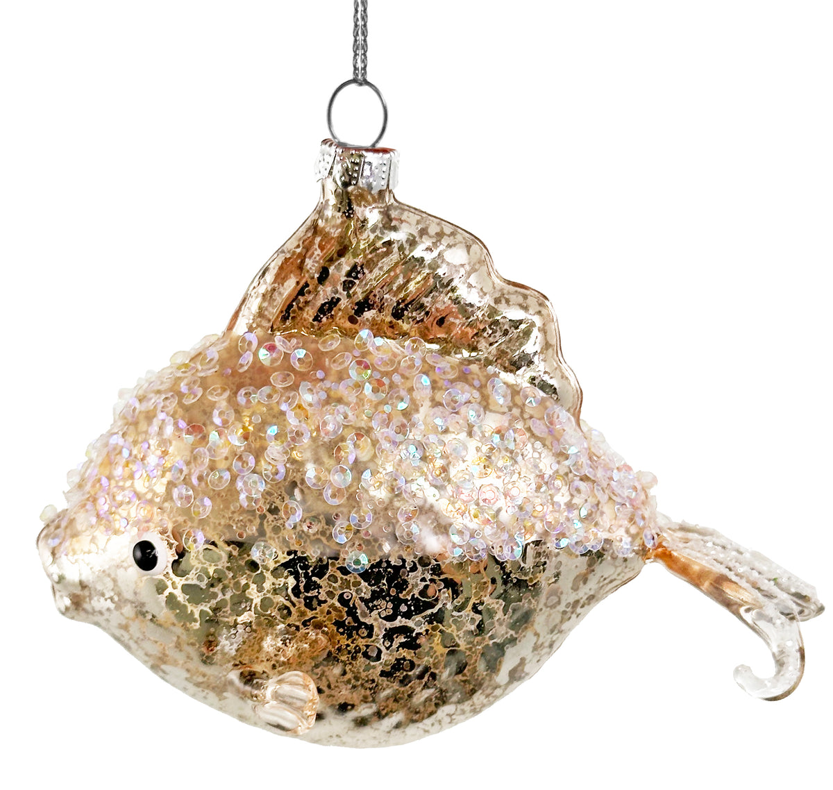 Glass Gold Fish Frosted Ornament