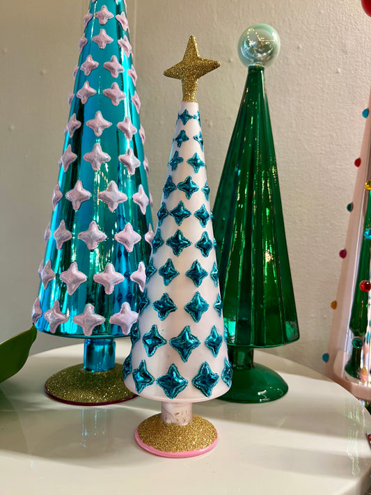 Blue Glass Diamond Tree (Small)