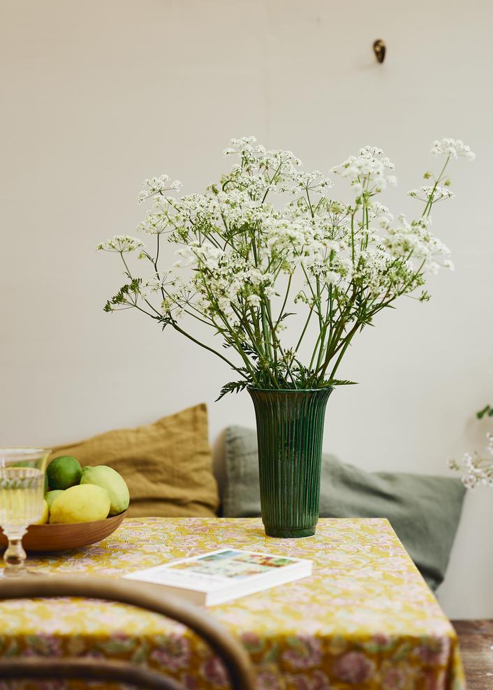 Daisy Glazed Emerald Green Vase