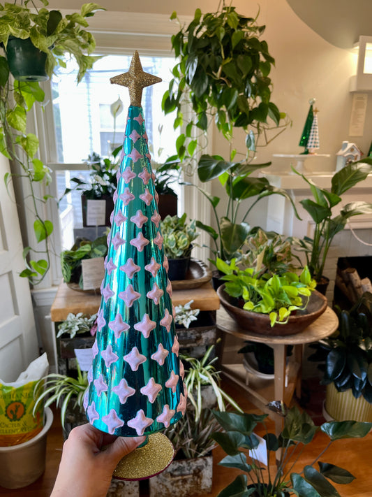 Blue Glass Diamond Tree (Large)