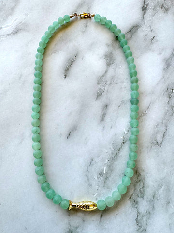 Ashia Beaded Fish Necklace - Aventurine