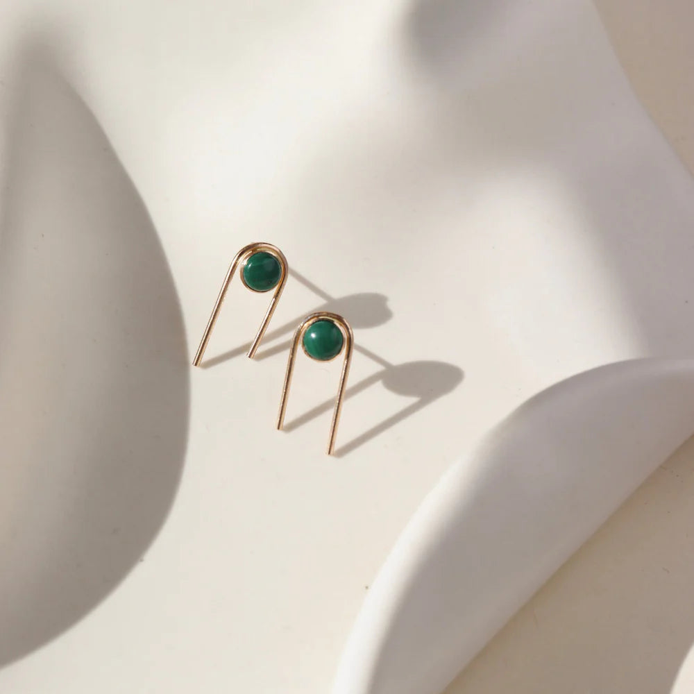 Arc Studs with Malachite