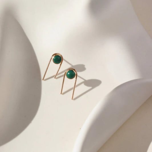 Arc Studs with Malachite